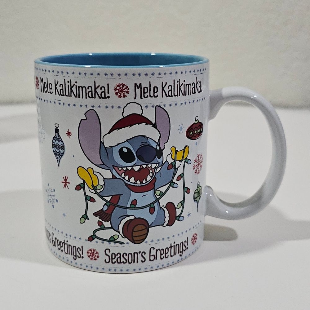 Disney Stitch Holiday Mug - Blue and White Christmas Cup - Picture 3 of 5